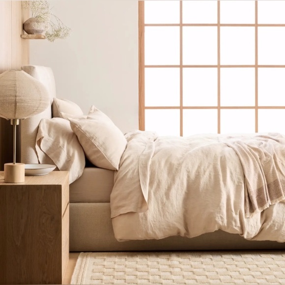 NWOT Quince European Linen Duvet Queen Cover in Oat - Picture 2 of 6